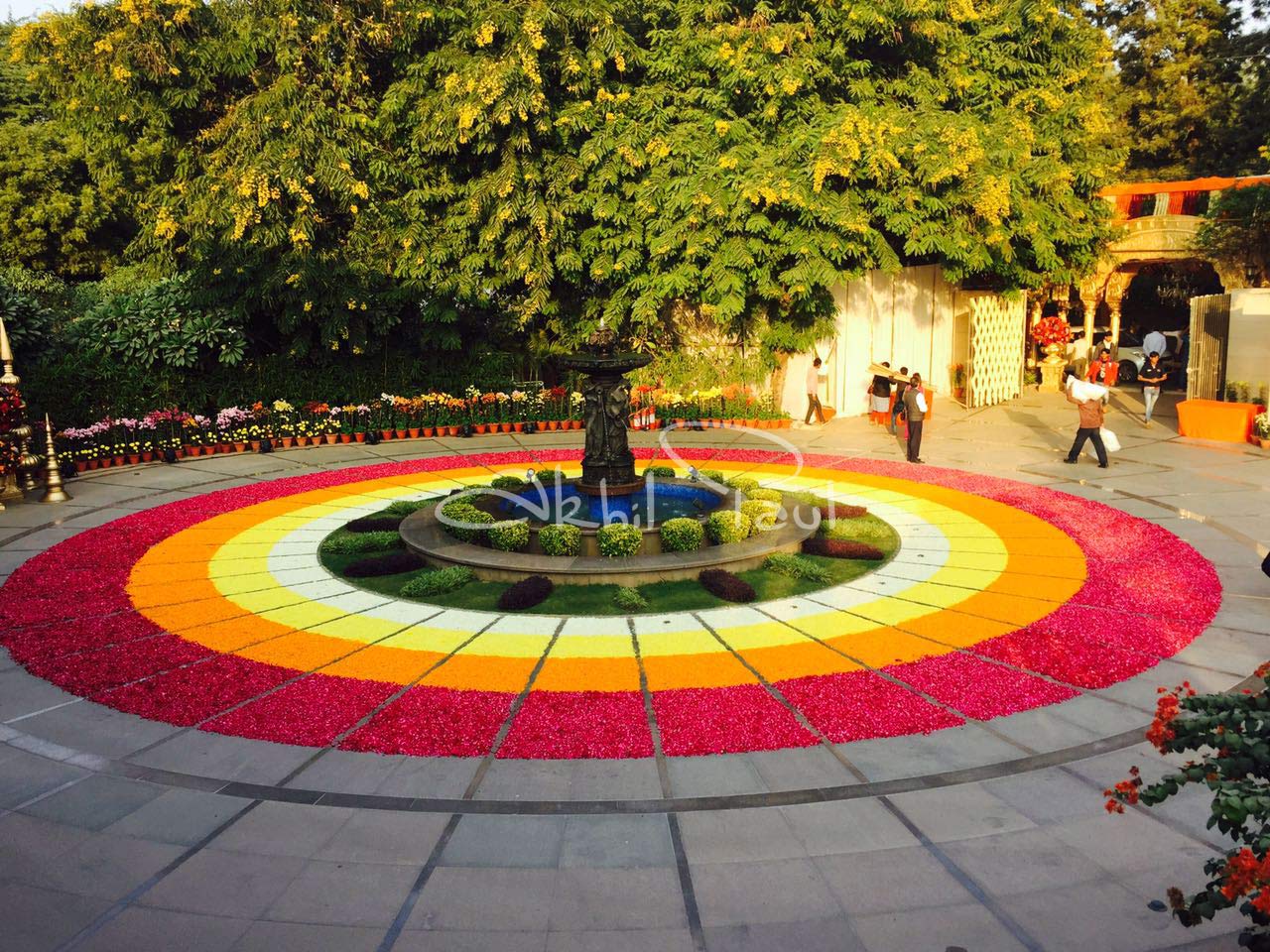 Rose and Marigold Floral Rangoli